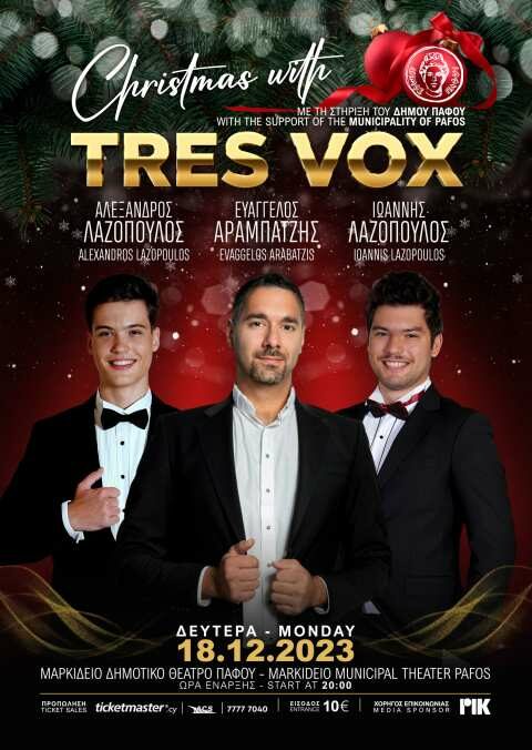 TRES VOX - &Omicron;&iota; &tau;&rho;&epsilon;&iota;&sigmaf; &nu;έ&omicron;&iota; Έ&lambda;&lambda;&eta;&nu;&epsilon;&sigmaf; &Beta;&alpha;&rho;ύ&tau;&omicron;&nu;&omicron;&iota; &sigma;&tau;&eta;&nu; &Kappa;ύ&pi;&rho;&omicron; - 18 &Delta;&epsilon;&kappa;&epsilon;&mu;&beta;&rho;ί&omicron;&upsilon; &sigma;&tau;&omicron; &Mu;&alpha;&rho;&kappa;ί&delta;&epsilon;&iota;&omicron; &Theta;έ&alpha;&tau;&rho;&omicron; &Pi;ά&phi;&omicron;&upsilon;