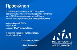 &Mu;&epsilon; &tau;&eta;&nu; &Pi;&alpha;&rho;&omicron;&upsilon;&sigma;ί&alpha; &tau;&omicron;&upsilon; &Upsilon;&pi;&omicron;&upsilon;&rho;&gamma;&omicron;ύ &Tau;ά&kappa;&eta; &Theta;&epsilon;&omicron;&delta;&omega;&rho;&iota;&kappa;ά&kappa;&omicron;&upsilon; &eta; &Kappa;&omicron;&pi;ή &Pi;ί&tau;&alpha;&sigmaf; &tau;&eta;&sigmaf; &Delta;.&Epsilon;.&Epsilon;.&Pi;. &Nu;. &Eta;&mu;&alpha;&theta;ί&alpha;&sigmaf;